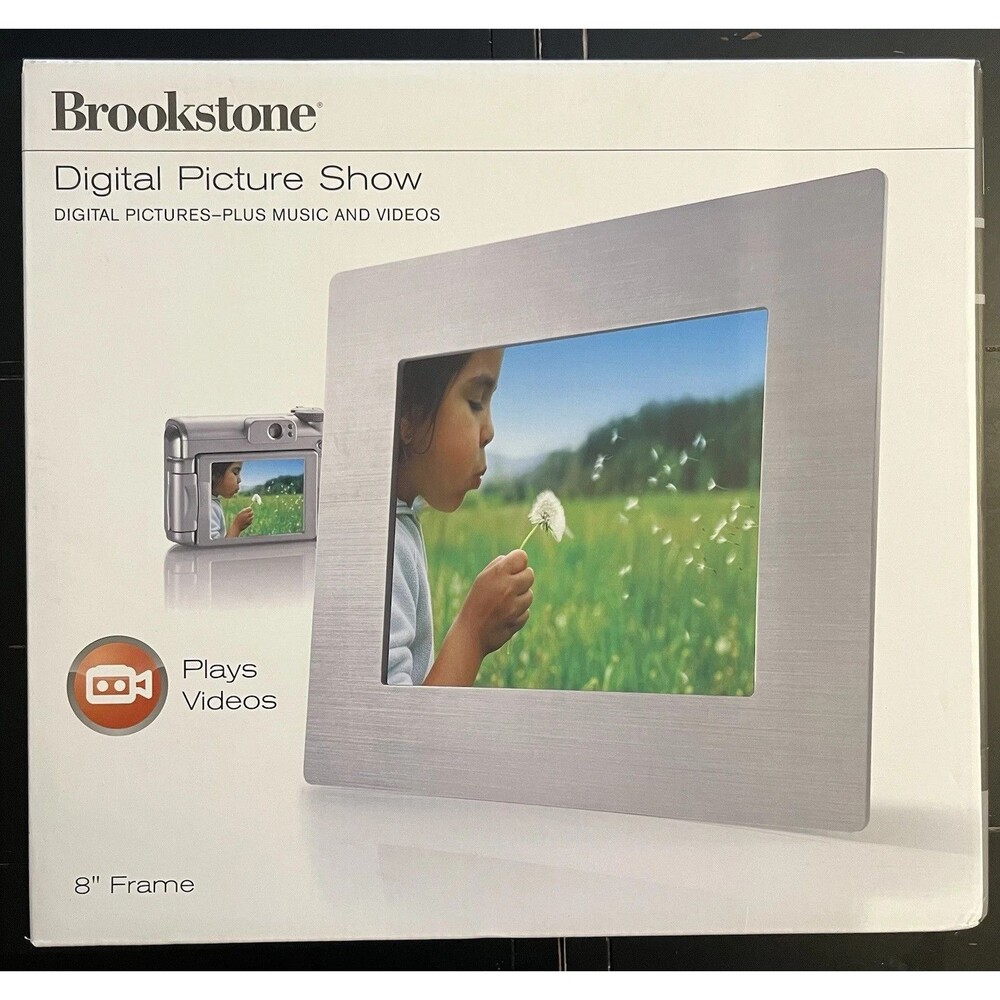 Brookstone 8” Frame Digital Picture Show for Pictures Plus Music & Videos 630855